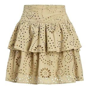 Express Super High Waisted Eyelet Tiered Ruffle Mini Skirt